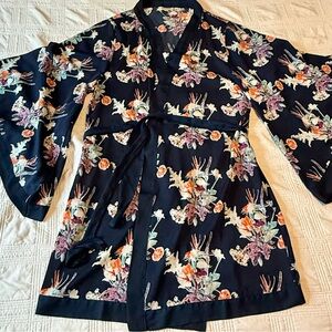Wide Sleeve Floral Kimono Robe Sz L